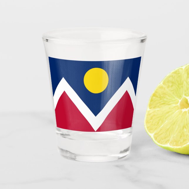 Patriotic shot glass with flag of Denver City (Front)