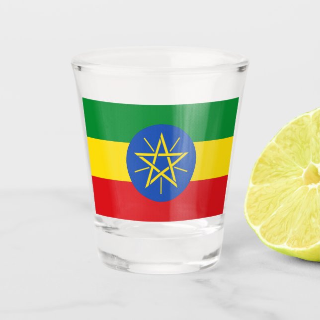 Patriotic shot glass with flag of Ethiopian (Front)