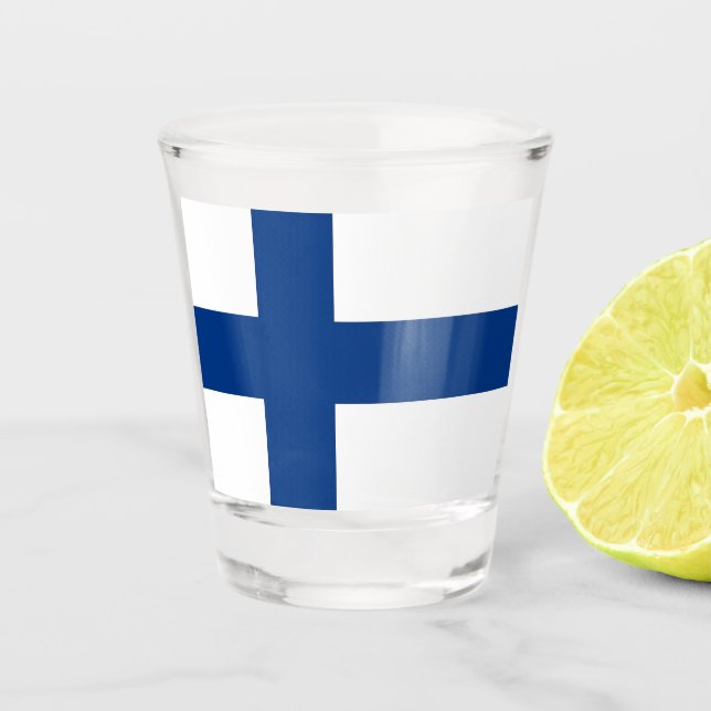 Patriotic shot glass with flag of Finland (Front)