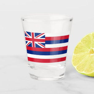 Patriotic shot glass with flag of Hawaii, USA