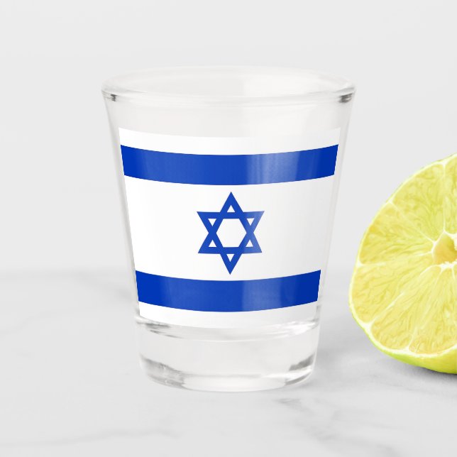 Patriotic shot glass with flag of Israel (Front)