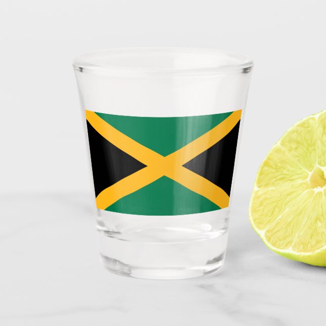 Patriotic Shot Glass with Flag of Jamaica (Front)