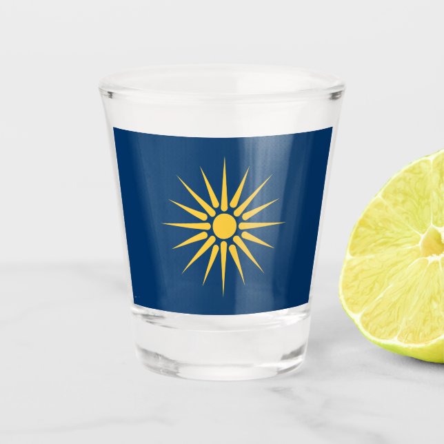 Patriotic shot glass with flag of Macedonia (Front)