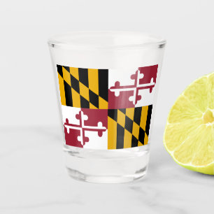 Patriotic shot glass with flag of Maryland