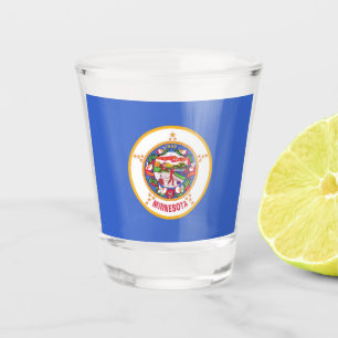 Patriotic shot glass with flag of Minnesota