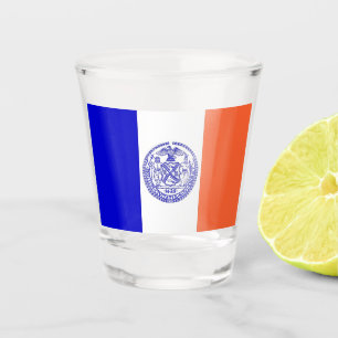 Patriotic shot glass with flag of New York City