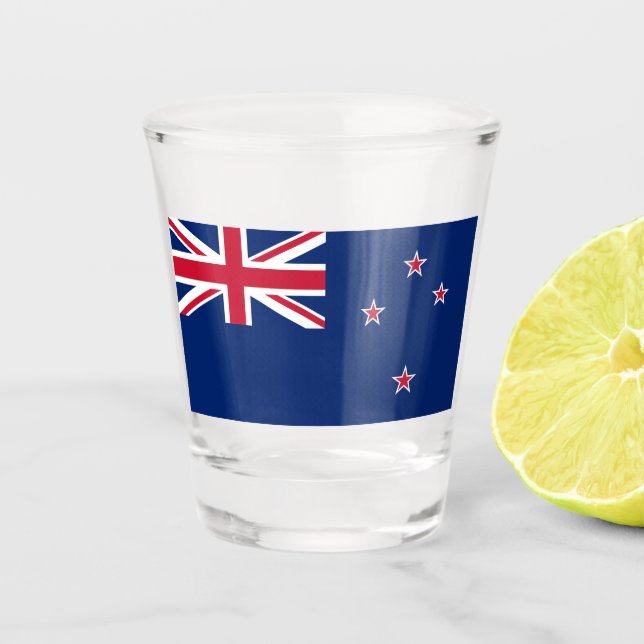 Patriotic shot glass with flag of New Zealand (Front)