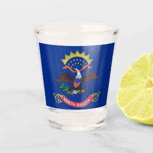 Patriotic shot glass with flag of North Dakota