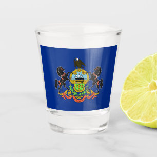Patriotic shot glass with flag of Pennsylvania
