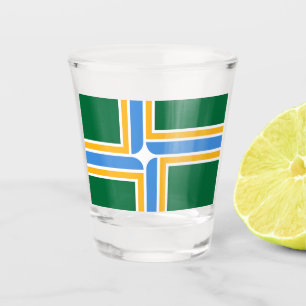 Patriotic shot glass with flag of Portland