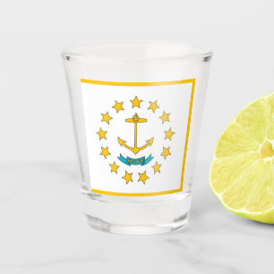 Patriotic shot glass with flag of Rhode Island