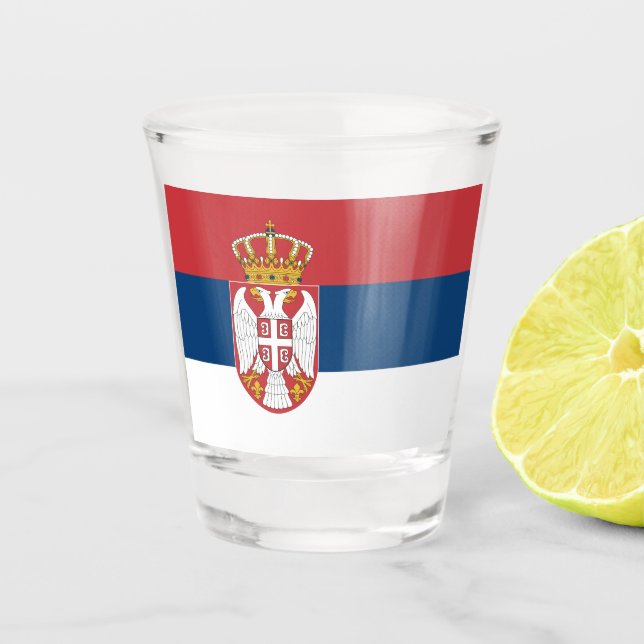 Patriotic shot glass with flag of Serbia (Front)