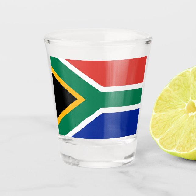 Patriotic shot glass with flag of South Africa (Front)