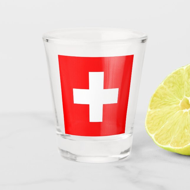 Patriotic shot glass with flag of Switzerland (Front)
