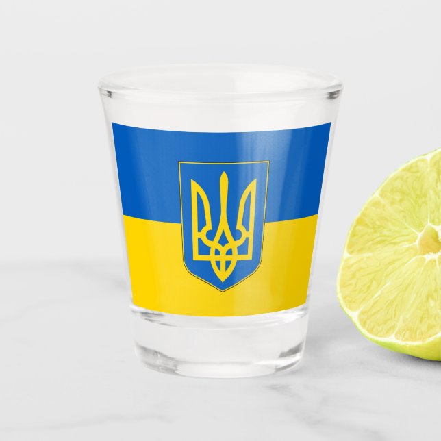 Patriotic shot glass with flag of Ukraine  (Front)