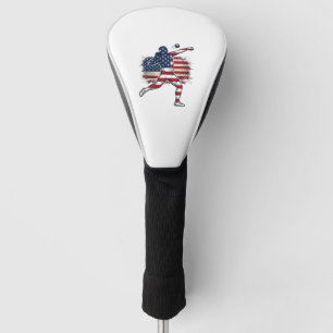Patriotic Shot Put Athlete Vintage Engraving Desig Golf Head Cover