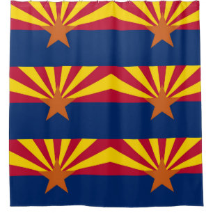 Patriotic Shower Curtain with Flag of Arizona, USA