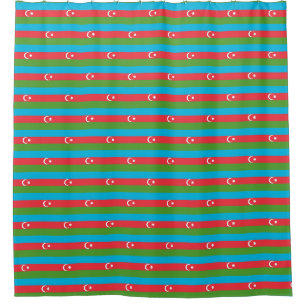 Patriotic Shower Curtain with Flag of Azerbaijan