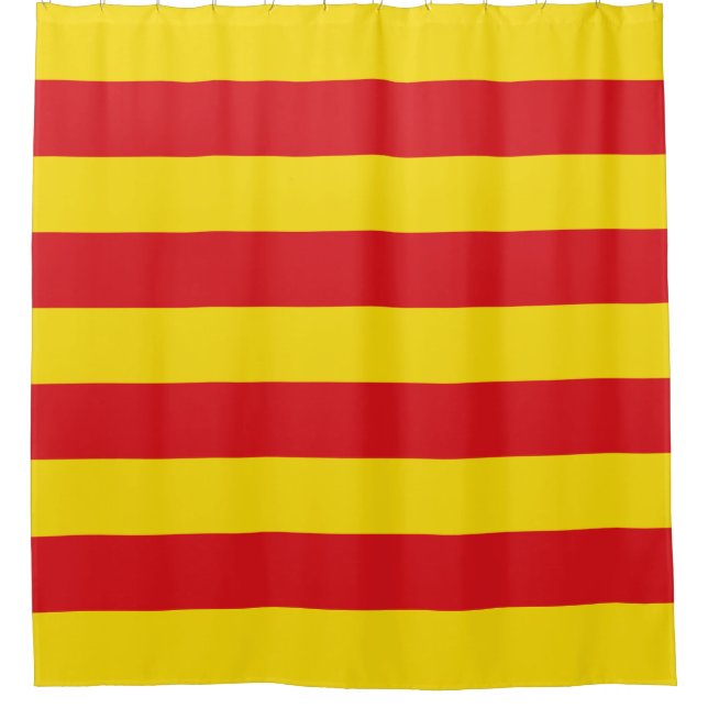 Patriotic Shower Curtain with Flag of Catalonia (Front)