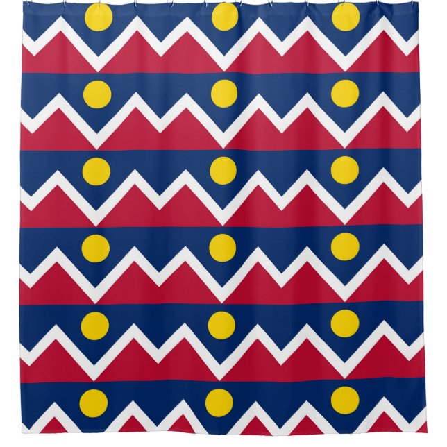 Patriotic Shower Curtain with Flag of Denver, USA (Front)