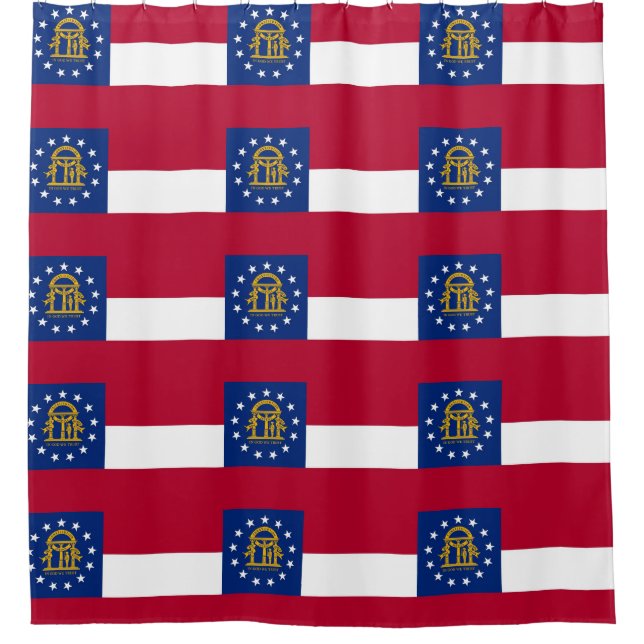 Patriotic Shower Curtain with Flag of Georgia (Front)