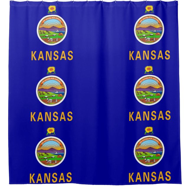 Patriotic Shower Curtain with Flag of Kansas (Front)