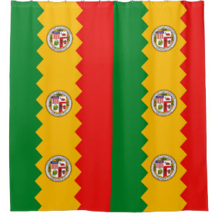 Patriotic Shower Curtain with Flag of Los Angeles