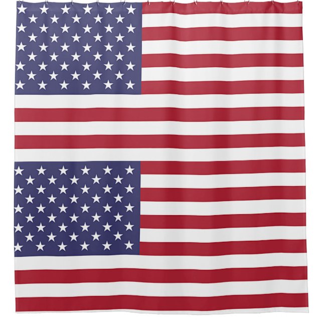 Patriotic Shower Curtain with Flag of USA (Front)