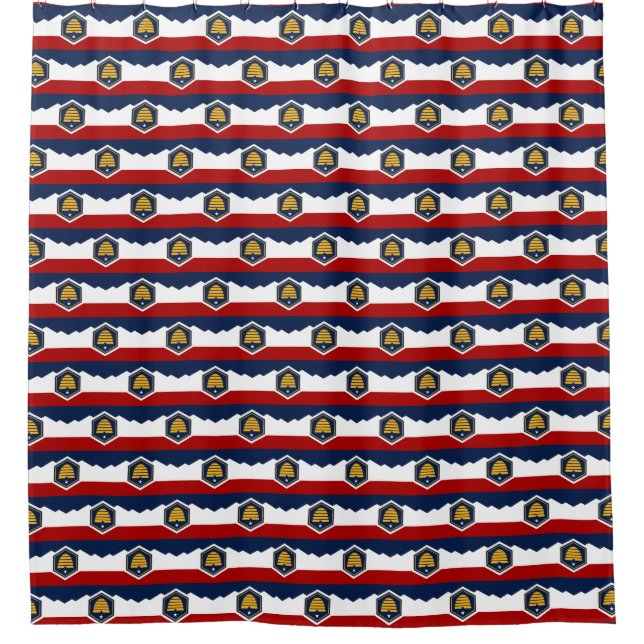 Patriotic Shower Curtain with Flag of Utah, USA (Front)