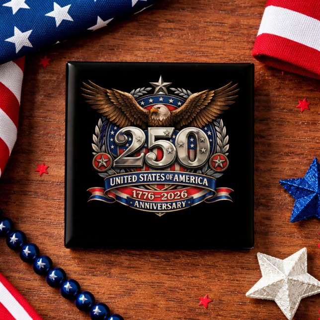 Patriotic Silver Semiquincentennial Emblem 15 Cm Square Badge (Creator Uploaded)