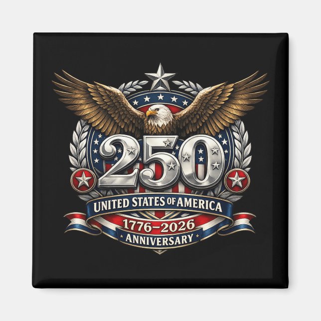 Patriotic Silver Semiquincentennial Emblem Magnet (Front)