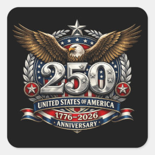 Patriotic Silver Semiquincentennial Emblem Square Sticker