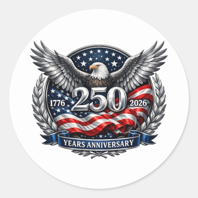 Patriotic Silver Wings of Freedom Classic Round Sticker (Front)