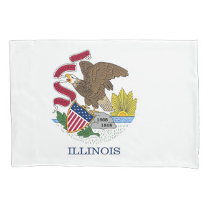 Patriotic Single Pillowcase flag of Illinois, USA