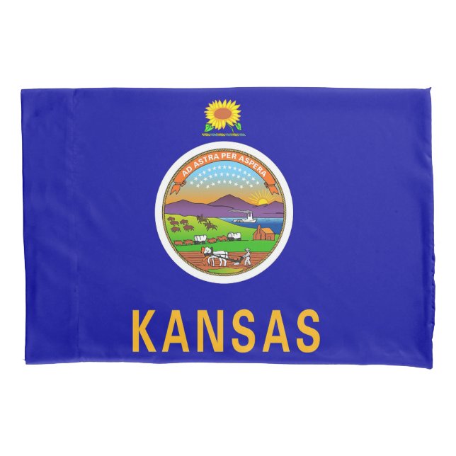 Patriotic Single Pillowcase flag of Kansas, USA (Front)