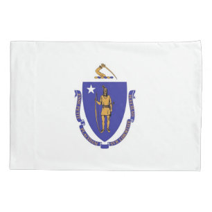 Patriotic Single Pillowcase flag of Massachusetts