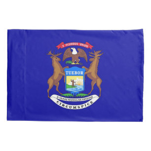 Patriotic Single Pillowcase flag of Michigan