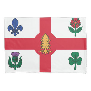 Patriotic Single Pillowcase with flag of Montreal