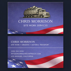 Patriotic Site Work Service Truck Business Card