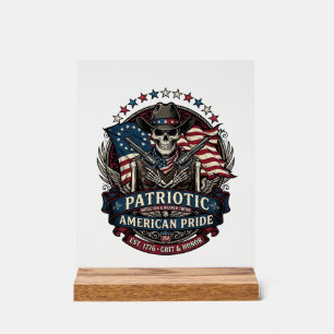 Patriotic Skeleton Cowboy Dark Patriot Skeleton & Acrylic Sign