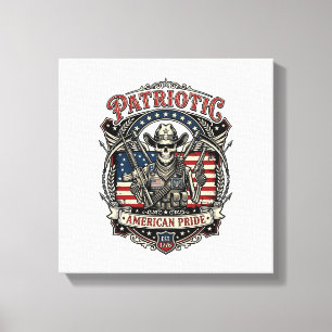 Patriotic Skeleton Cowboy Dark Patriot Skeleton &  Canvas Print