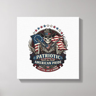 Patriotic Skeleton Cowboy Dark Patriot Skeleton &  Canvas Print