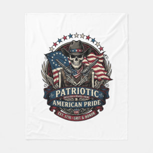 Patriotic Skeleton Cowboy Dark Patriot Skeleton &  Fleece Blanket