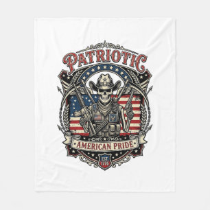 Patriotic Skeleton Cowboy Dark Patriot Skeleton &  Fleece Blanket