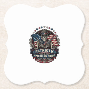 Patriotic Skeleton Cowboy Dark Patriot Skeleton & Paper Coaster