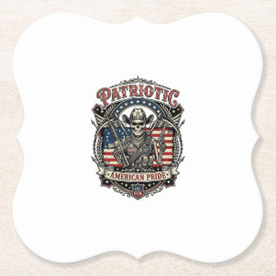 Patriotic Skeleton Cowboy Dark Patriot Skeleton & Paper Coaster