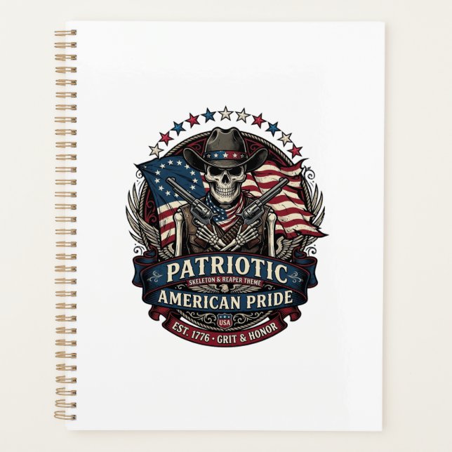 Patriotic Skeleton Cowboy Dark Patriot Skeleton &  Planner (Front)