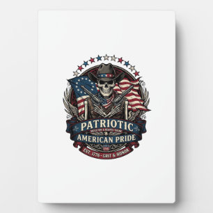 Patriotic Skeleton Cowboy Dark Patriot Skeleton & Plaque