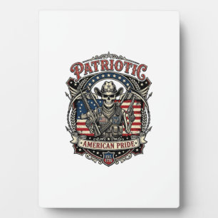 Patriotic Skeleton Cowboy Dark Patriot Skeleton & Plaque