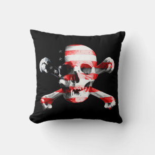 Patriotic Skull and Crossbones Cushion